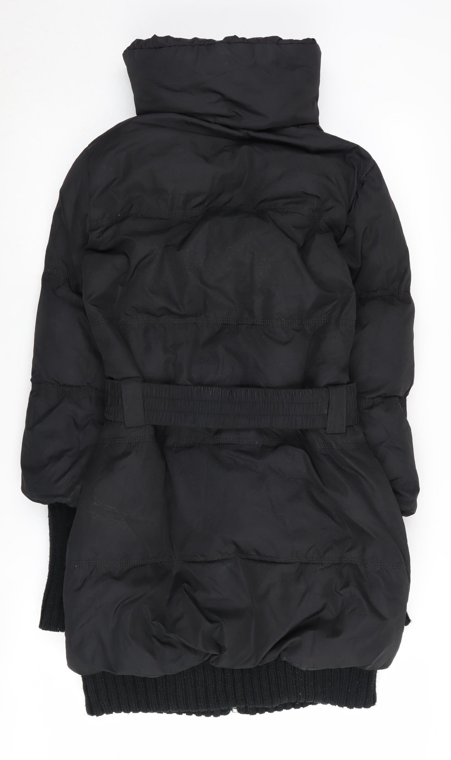 Amisu Women's Black Puffer Jacket Size 6 Belted