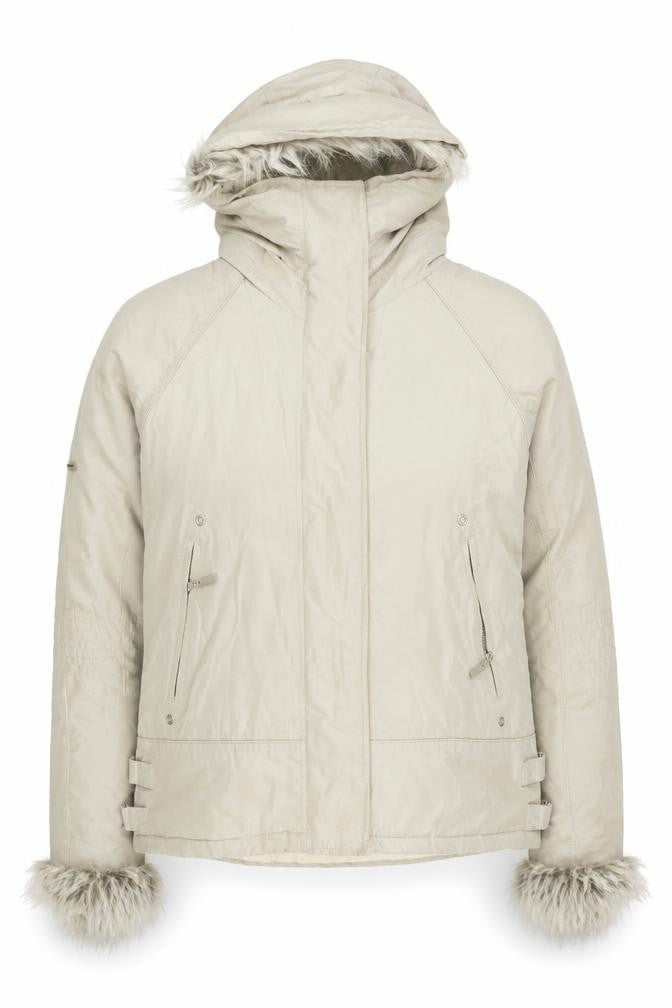 Eisenegger Women's Beige Hooded Parka Jacket Size 14