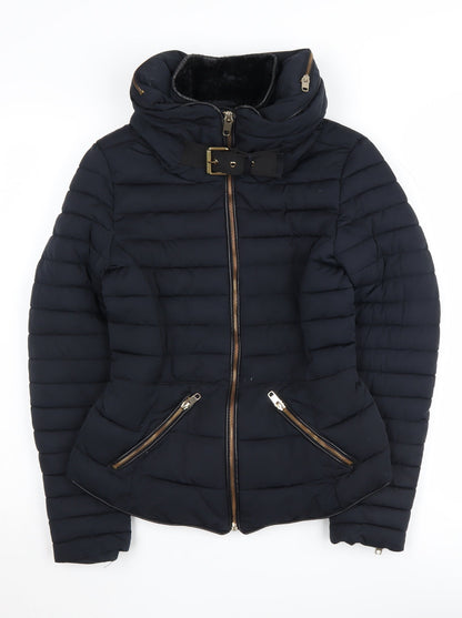 Zara Women's Black Puffer Jacket, Size 6, Winter Essential