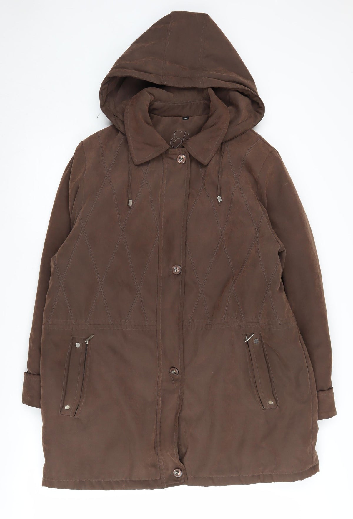 Eliza Gray Women's Brown Parka Jacket Size 14 Hooded