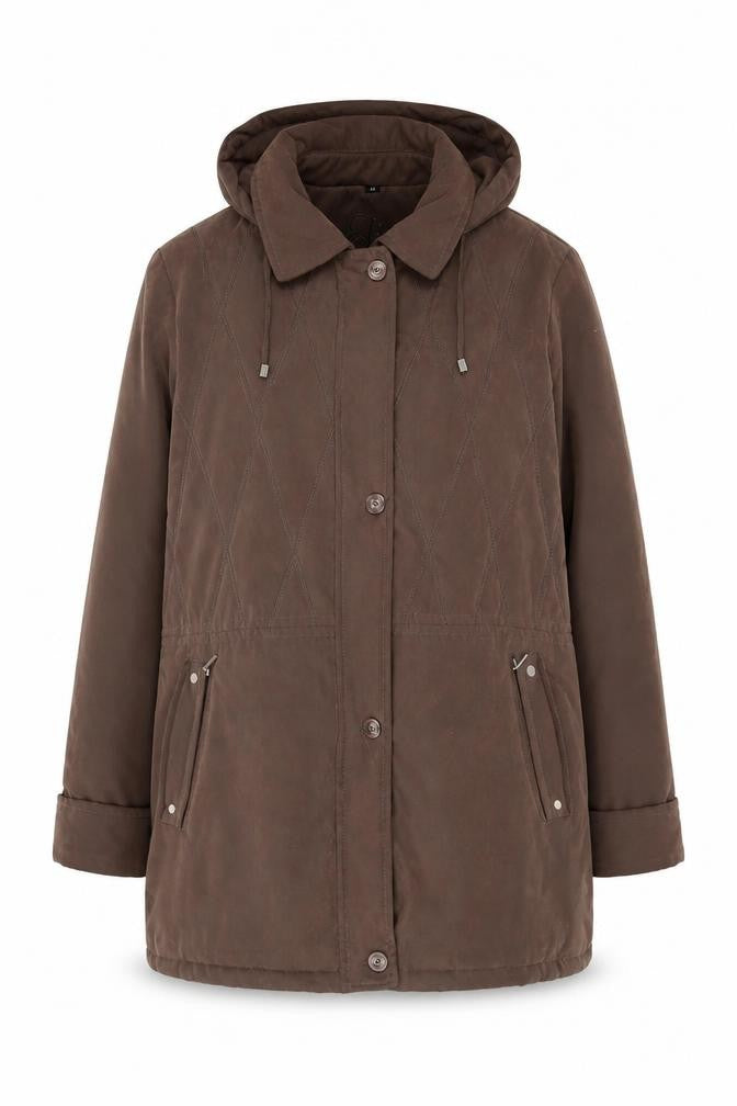 Eliza Gray Women's Brown Parka Jacket Size 14 Hooded