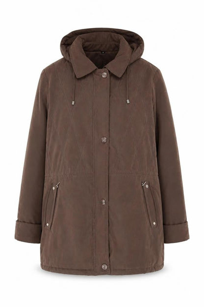 Eliza Gray Women's Brown Parka Jacket Size 14 Hooded