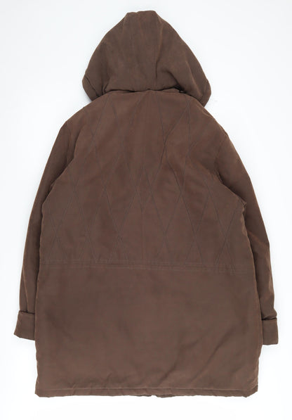 Eliza Gray Women's Brown Parka Jacket Size 14 Hooded