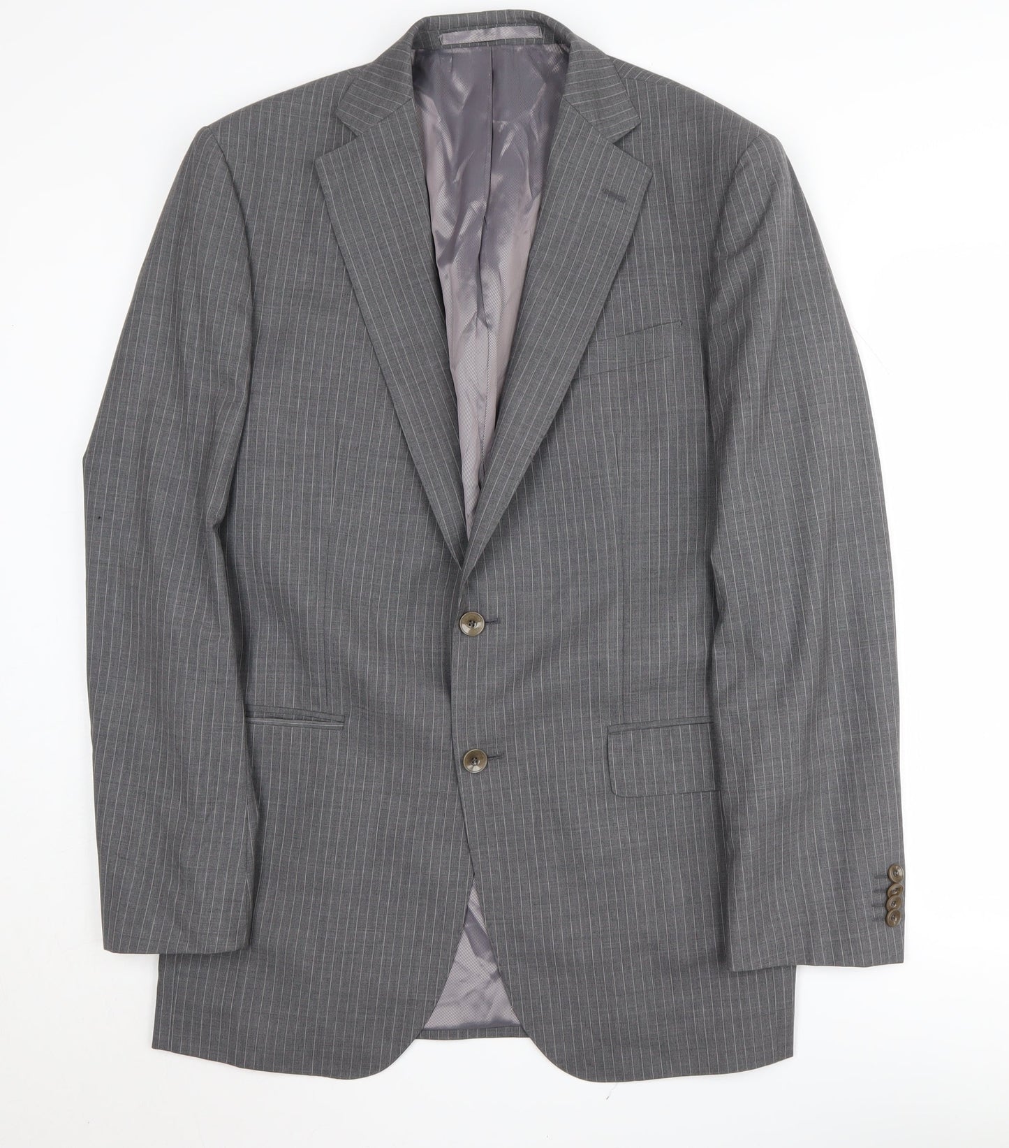 Marks and Spencer Men's Grey Striped Blazer, 38 Long
