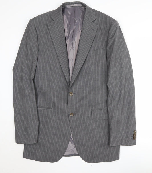 Marks and Spencer Men's Grey Striped Blazer, 38 Long