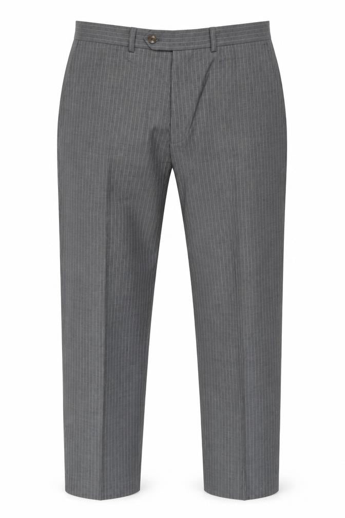 Marks & Spencer Men's Grey Wool Trousers, 34 Waist, Striped, Business