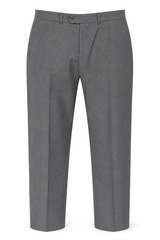 Marks & Spencer Men's Grey Wool Trousers, 34 Waist, Striped, Business