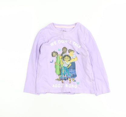 Front view of Disney girls’ encanto purple long sleeve t-shirt 3-4 years