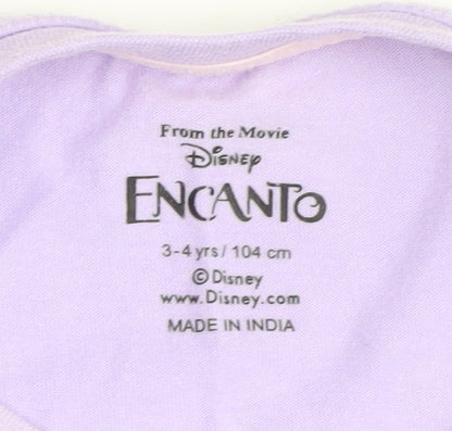 Brand and care label for Disney girls’ encanto purple long sleeve t-shirt 3-4 years