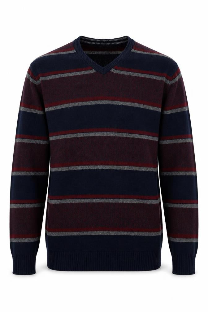 Maine New England Men's Multicoloured Striped Pullover - L