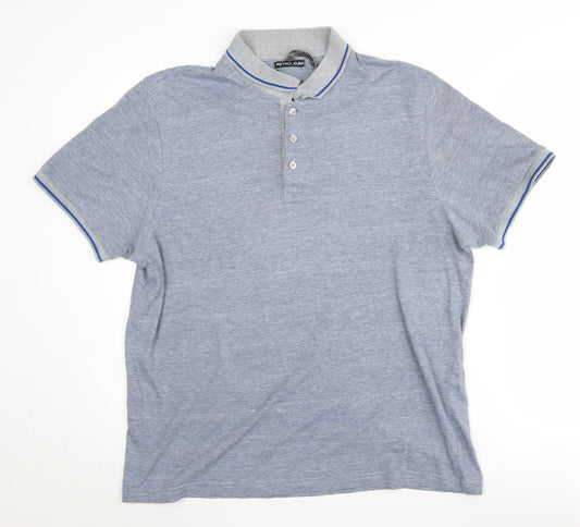 Petroleum Men's Blue XL Striped Cotton Polo