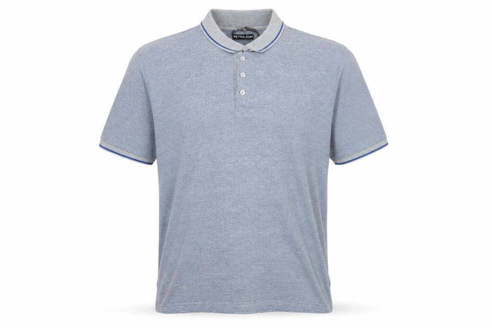 Petroleum Men's Blue XL Striped Cotton Polo