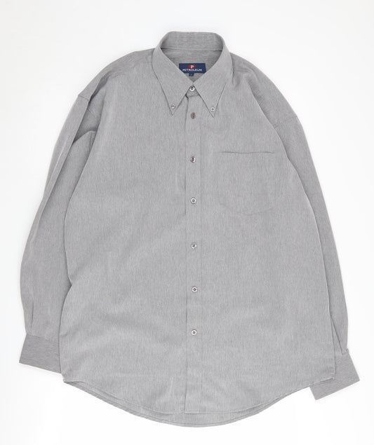 Petroleum Men's Grey Button-Up Long Sleeve Shirt - L