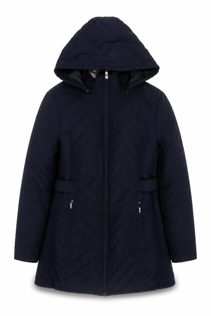 Cambridge Women's Black Quilted Hooded Jacket M