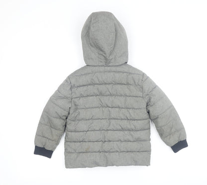 Back view of boys’ grey batman puffer jacket 3-4 years hooded winter