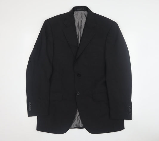 Hasp Men's Black Suit Jacket 40R Wool Blend