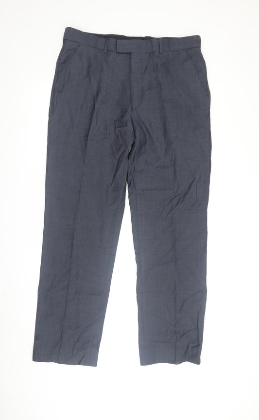 F&F Men's Grey Dress Pants, Size L, 100% Wool