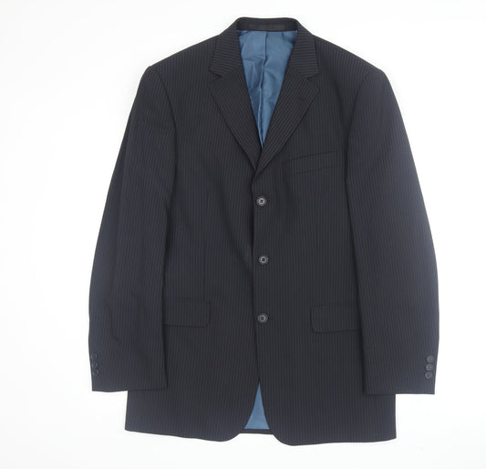 Marks and Spencer Men's Blue Striped Suit Jacket 38R