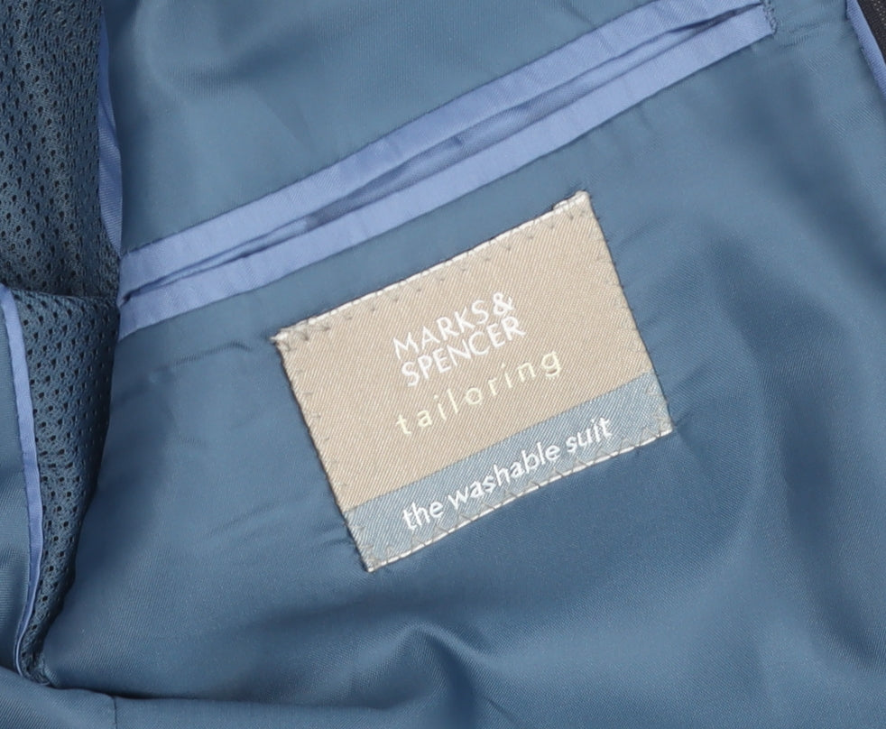 Marks and Spencer Men's Blue Striped Suit Jacket 38R