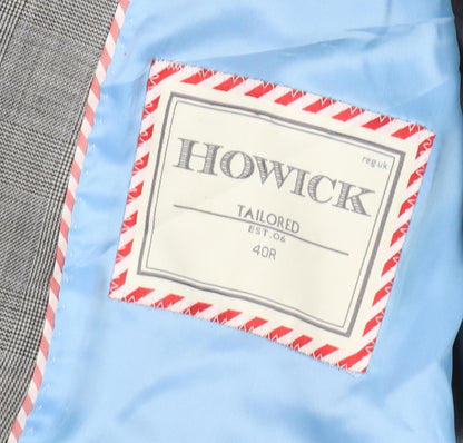 Howick Men's Grey Check Blazer 40R Formal Wool