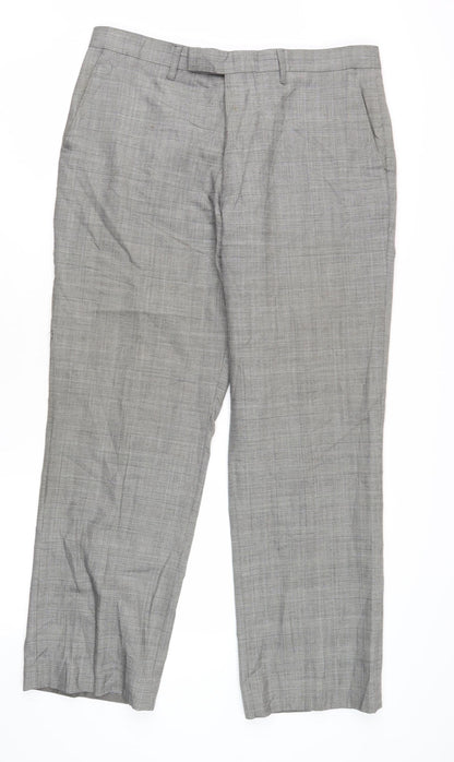 Howick Grey Men's Dress Pants M Check Wool Business