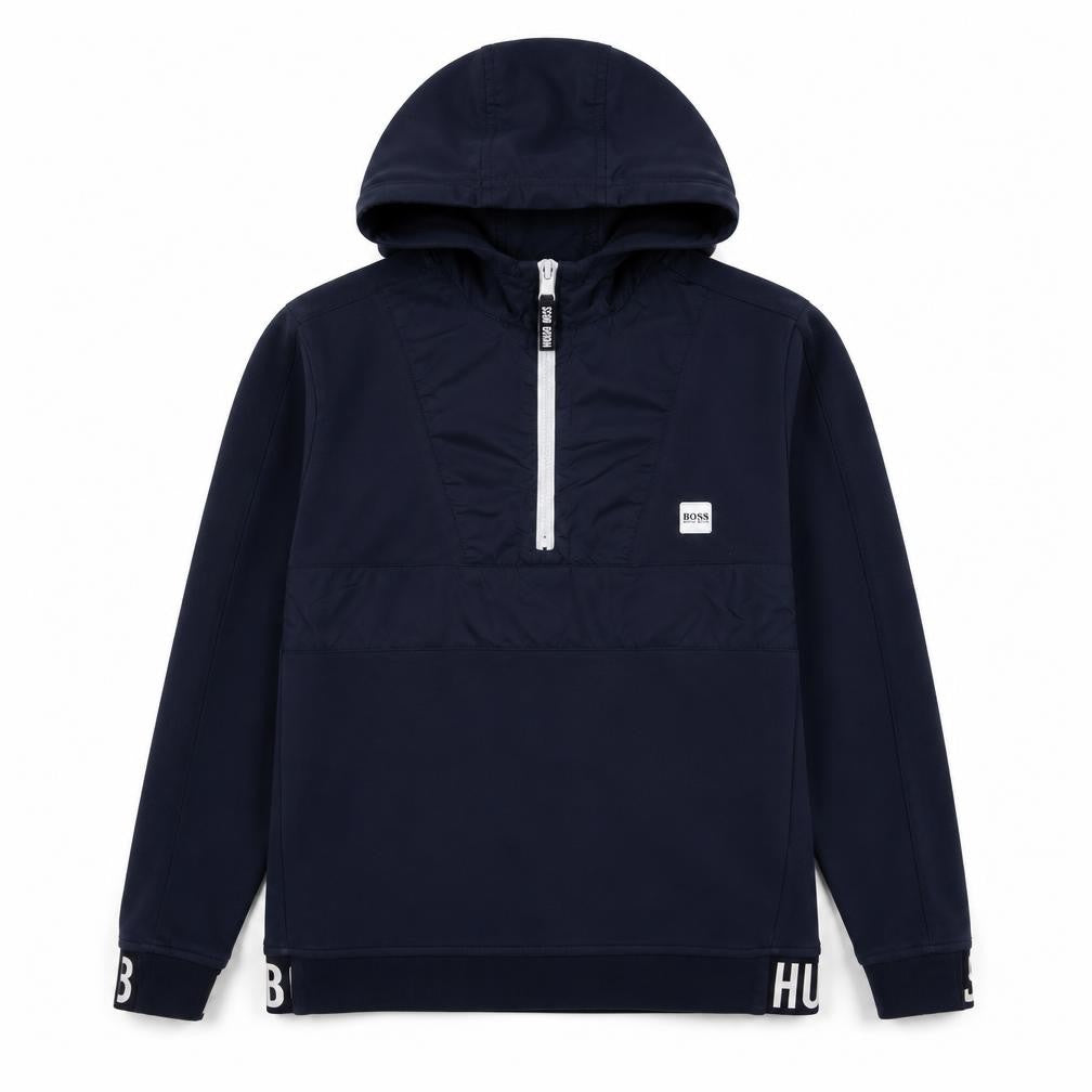 BOSS Boys Blue Pullover Hoodie 12 Years Logo Style