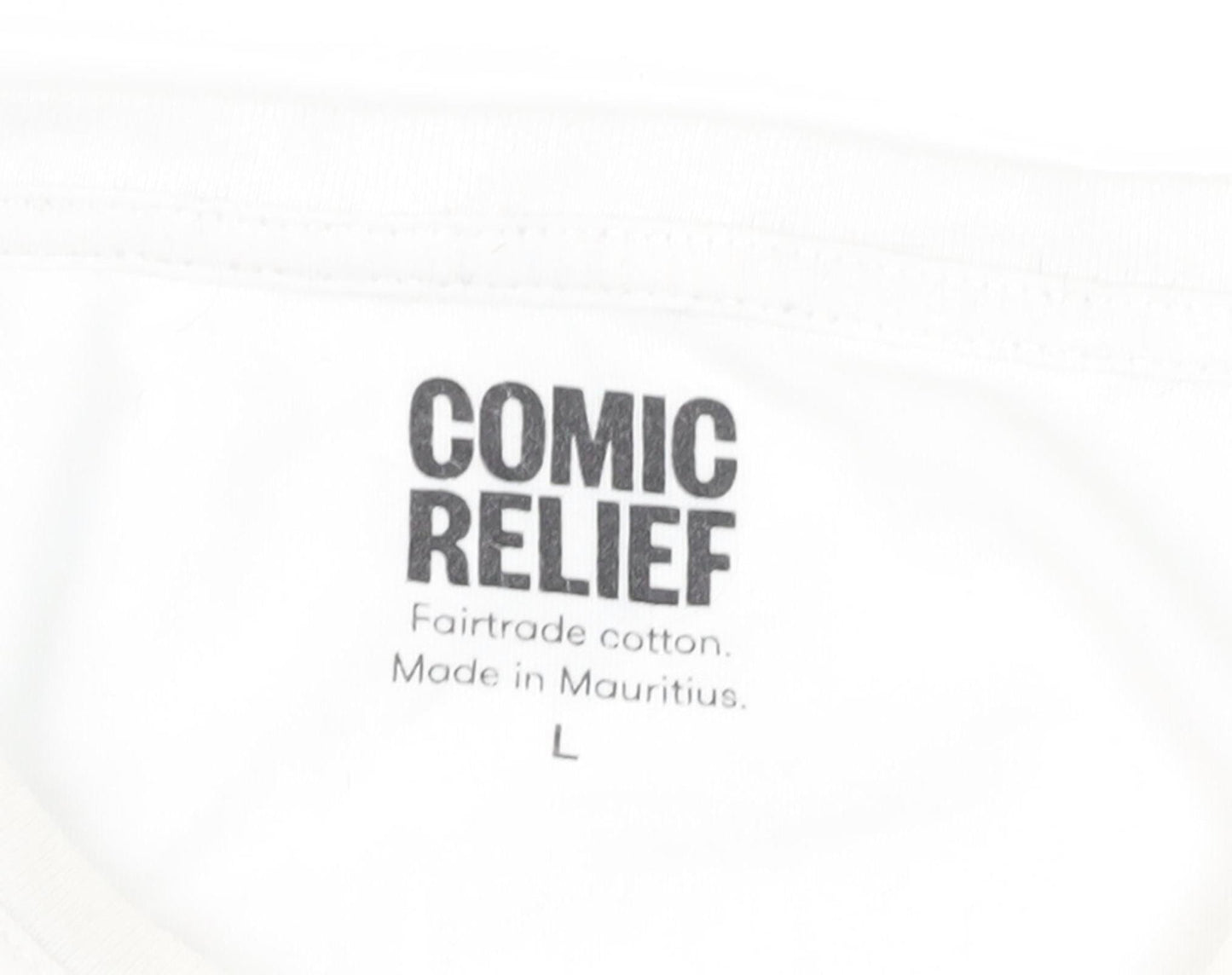 Comic Relief White T-Shirt, L, Unisex Casual Cotton