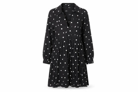 Zara Women's Black Polka Dot Shirt Dress S