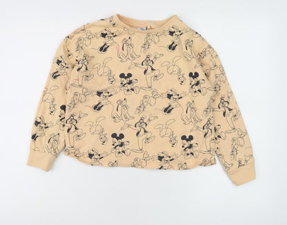 Front view of Next girls’ beige disney graphic sweatshirt, 9 years, pullover