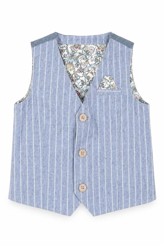 Next Boys Grey Pinstripe Waistcoat, 12-18 Months, Formal Cotton