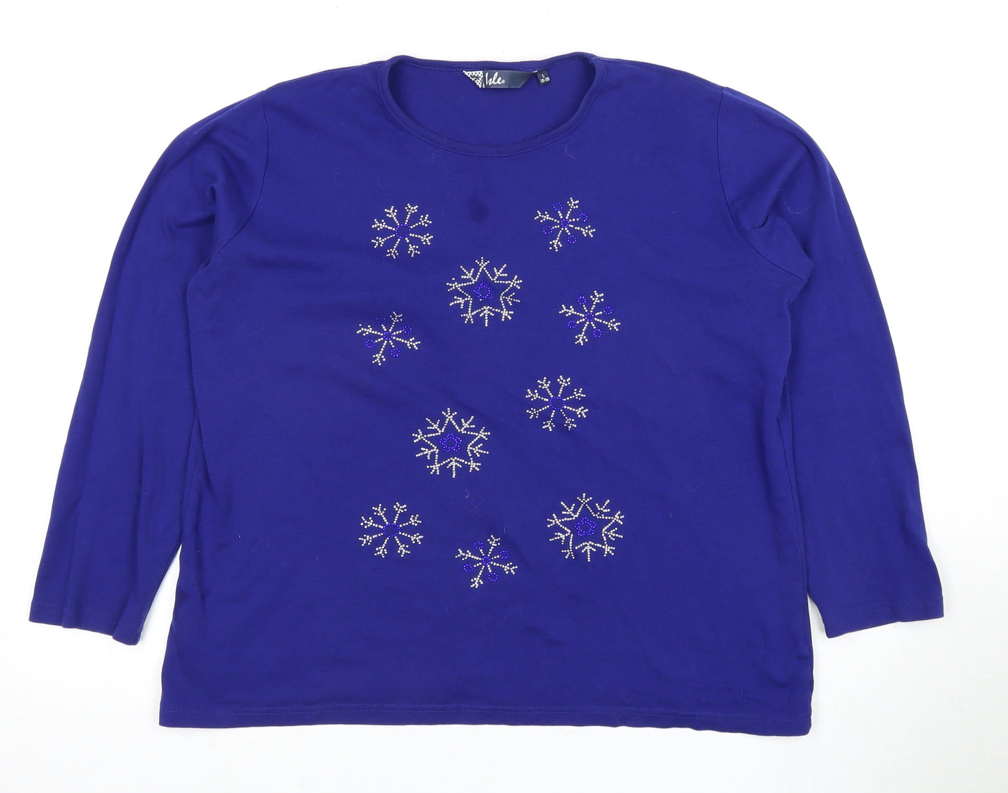Isle Women's Blue Rhinestone Long Sleeve Tshirt - L