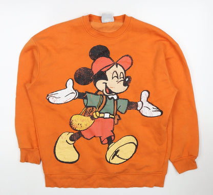 Preloved Disney Mickey Mouse Women's Orange Sweatshirt Size 2XS - Front