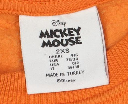 Preloved Disney Mickey Mouse Women's Orange Sweatshirt Size 2XS - Detail