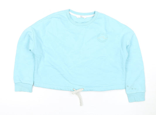 Marks and Spencer Girls Blue Sweatshirt, Size 9 Years, Crew Neck
