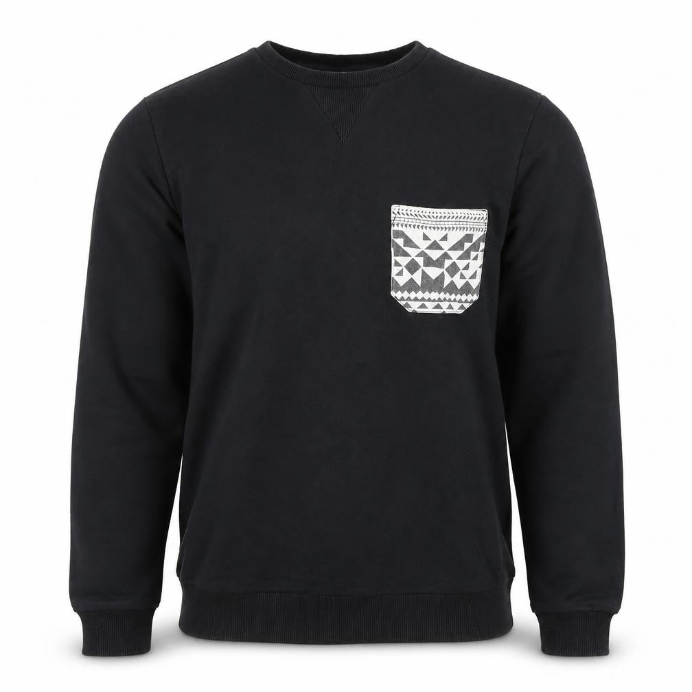 ASOS Men's Black Geometric Pocket Pullover Sweatshirt M