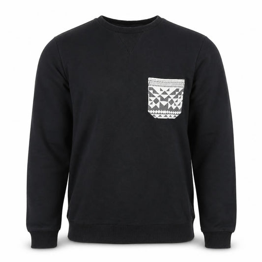 ASOS Men's Black Geometric Pocket Pullover Sweatshirt M