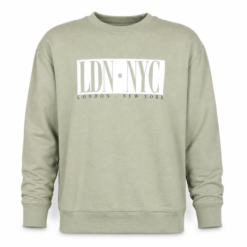 Pull&Bear Men's Green Graphic Pullover Sweatshirt S