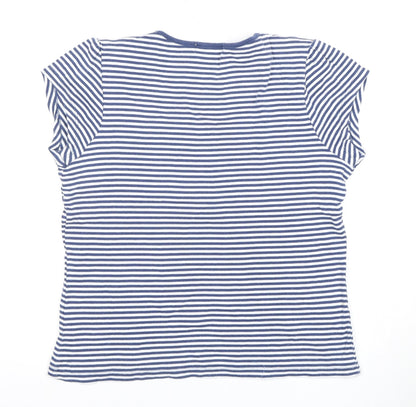 Bassini Women's Blue Striped T-Shirt L