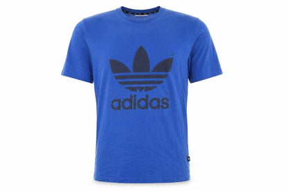 Front view of Adidas Men's Blue Graphic Logo T-Shirt