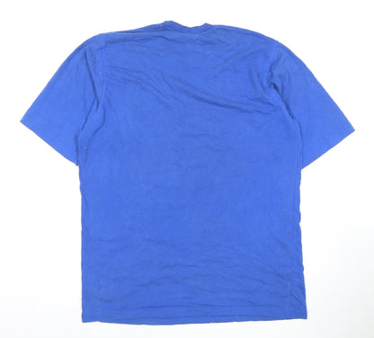 Back view of Adidas Men's Blue Graphic Logo T-Shirt