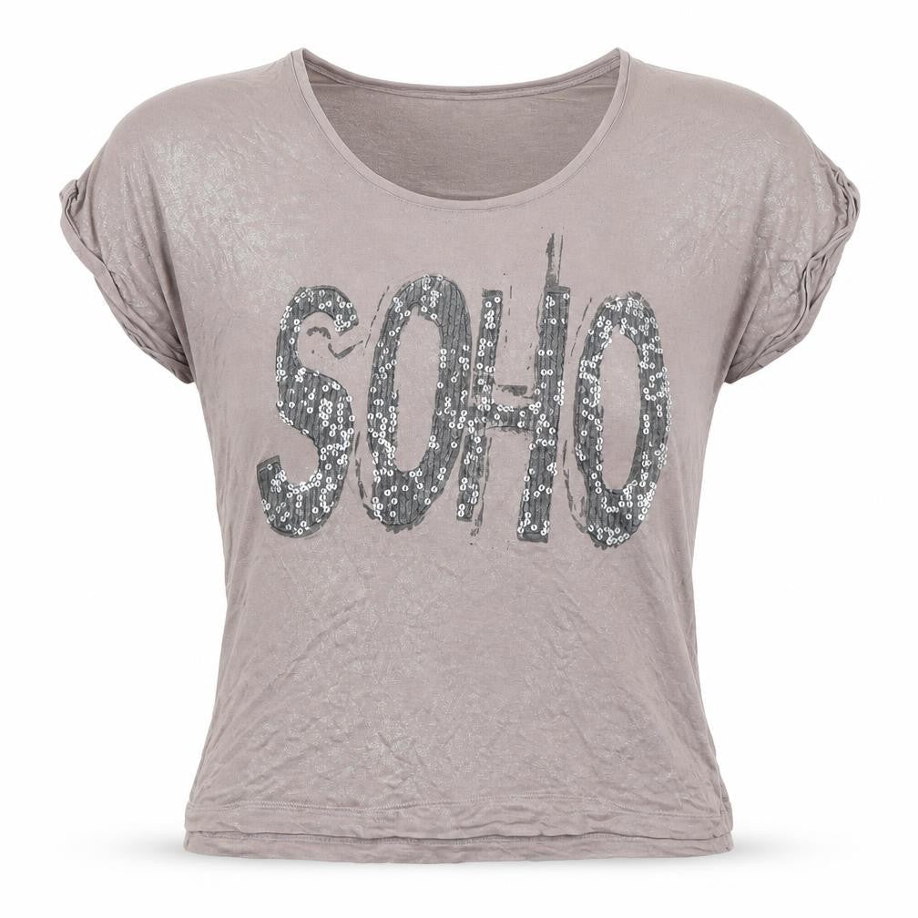 Vero Moda Women's Grey Sequined T-Shirt, Size L