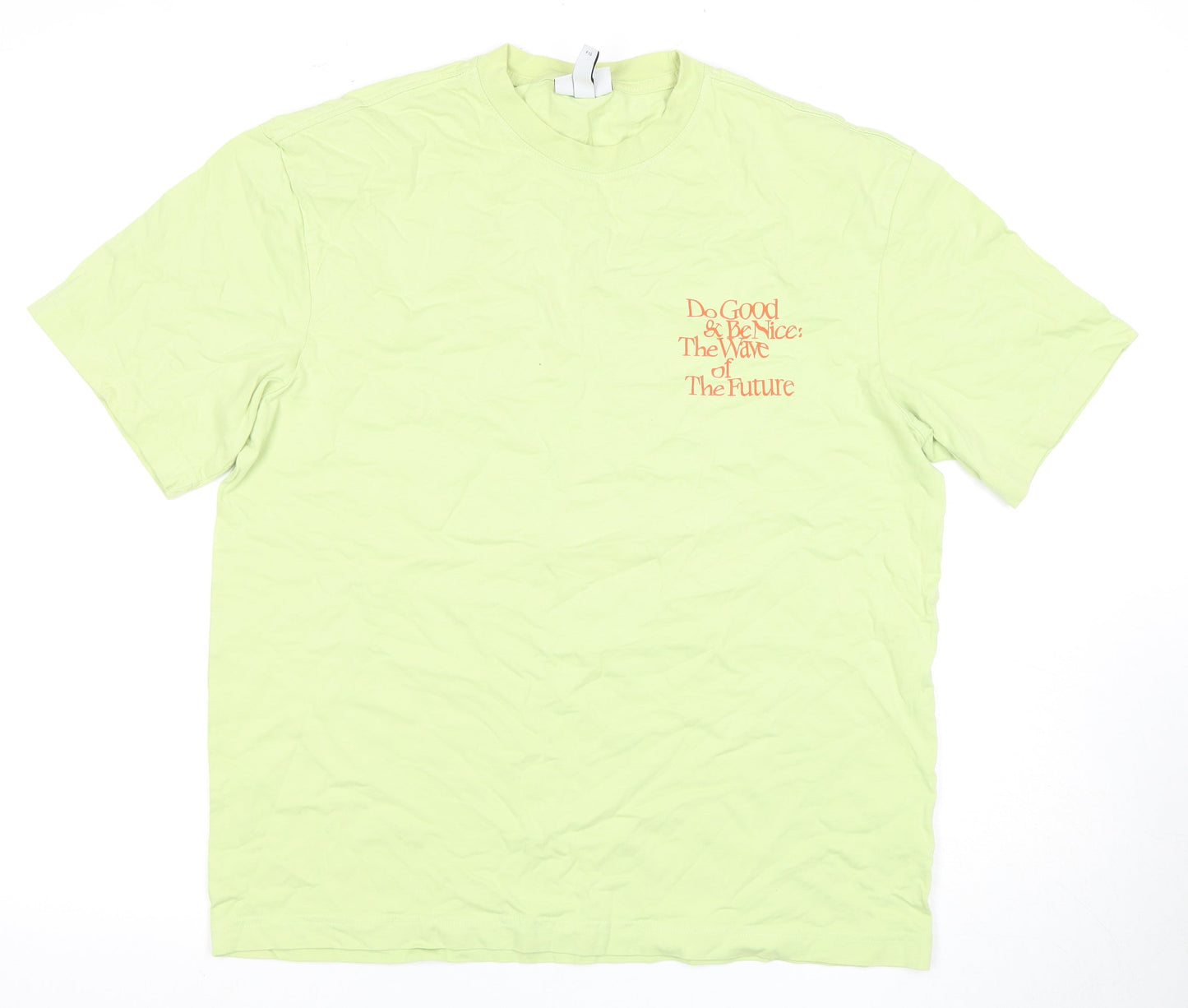 H&M Green Men's Relaxed Fit Graphic T-Shirt Medium