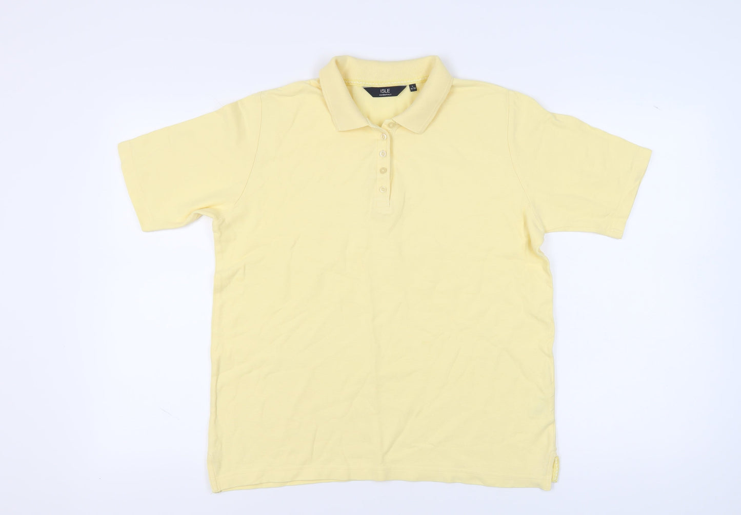 Isle Essentials Yellow Polo Unisex L Collared Cotton