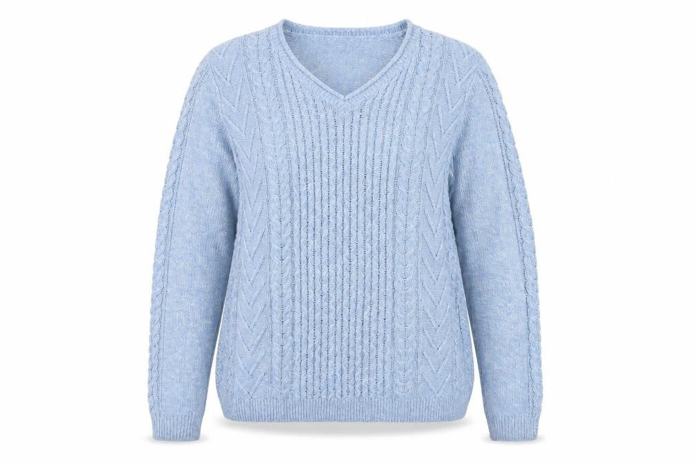 ISLE Women's Blue V-Neck Pullover Jumper M