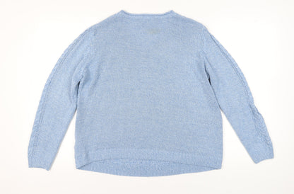 ISLE Women's Blue V-Neck Pullover Jumper M