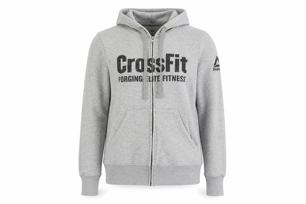 Reebok Grey Full Zip Hoodie, M, Unisex, Activewear