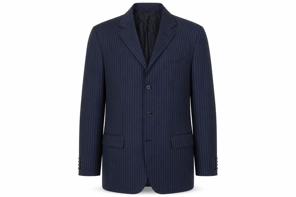 AL ZOUZOU Men's Blue Striped Suit Jacket Size 42