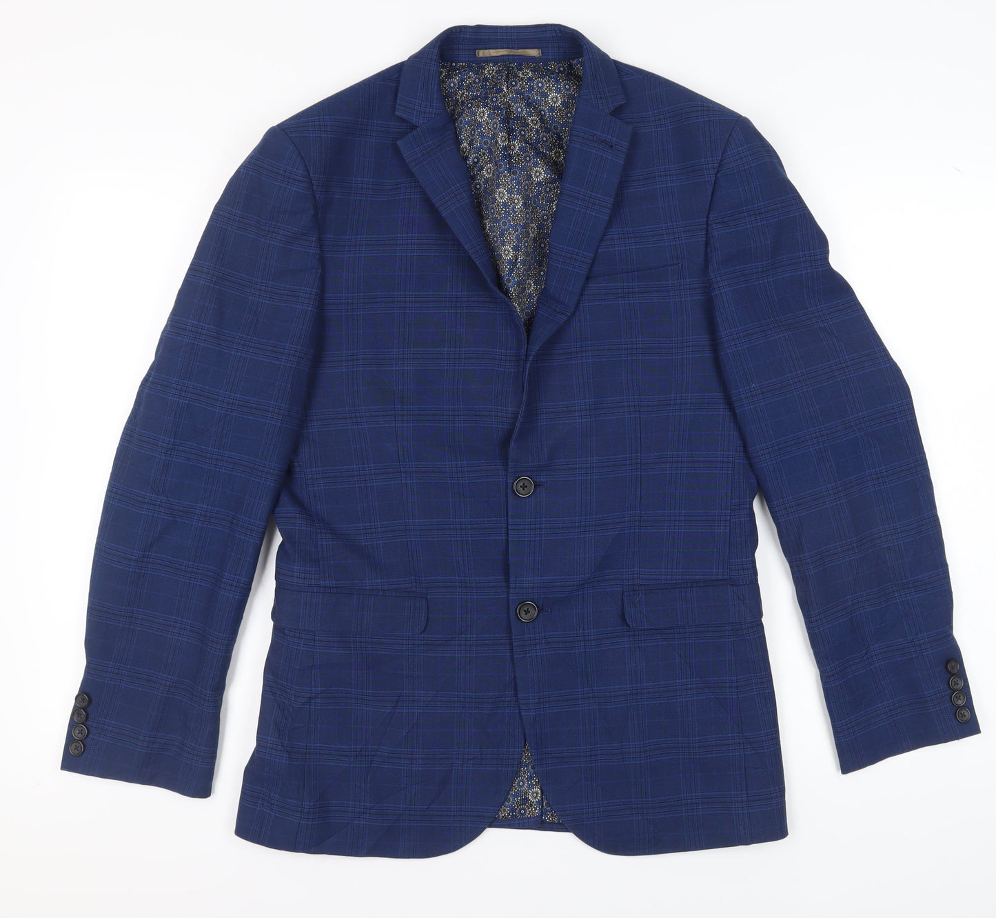 Next Men's Blue Check Blazer, Size 38 Regular