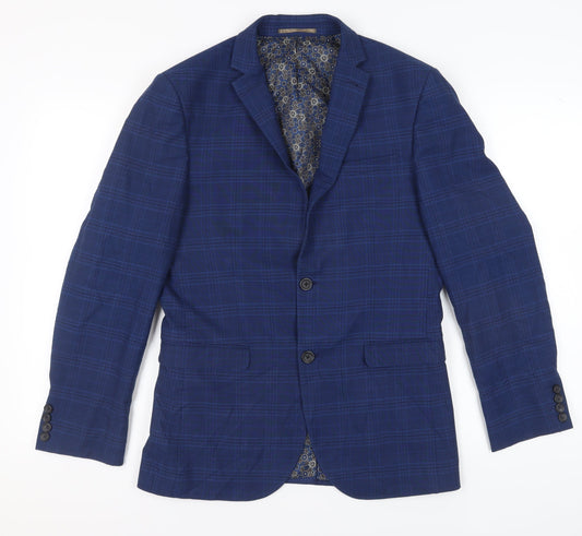 Next Men's Blue Check Blazer, Size 38 Regular