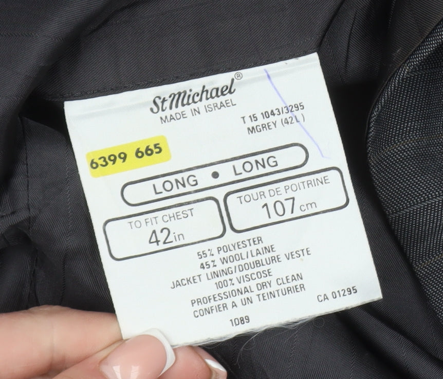 St Michael Men's Grey Double-Breasted Blazer, 42L